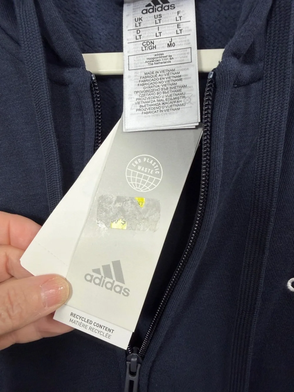 Adidas Men’s Blue Full Zip hooded track  jacket size large tall. NWT